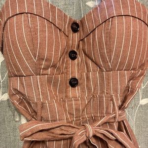 Blush pink and white striped romper